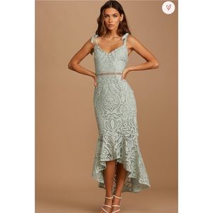 COPY - Sage Green Lace High Low Midi Dress